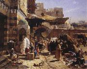Gustav Bauernfeind Market in Jaffa France oil painting artist